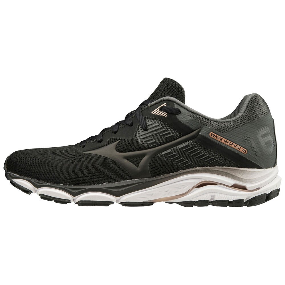 Mizuno Women's Running Shoes Black/Grey Wave Inspire 16 Shoes - J1GD204409